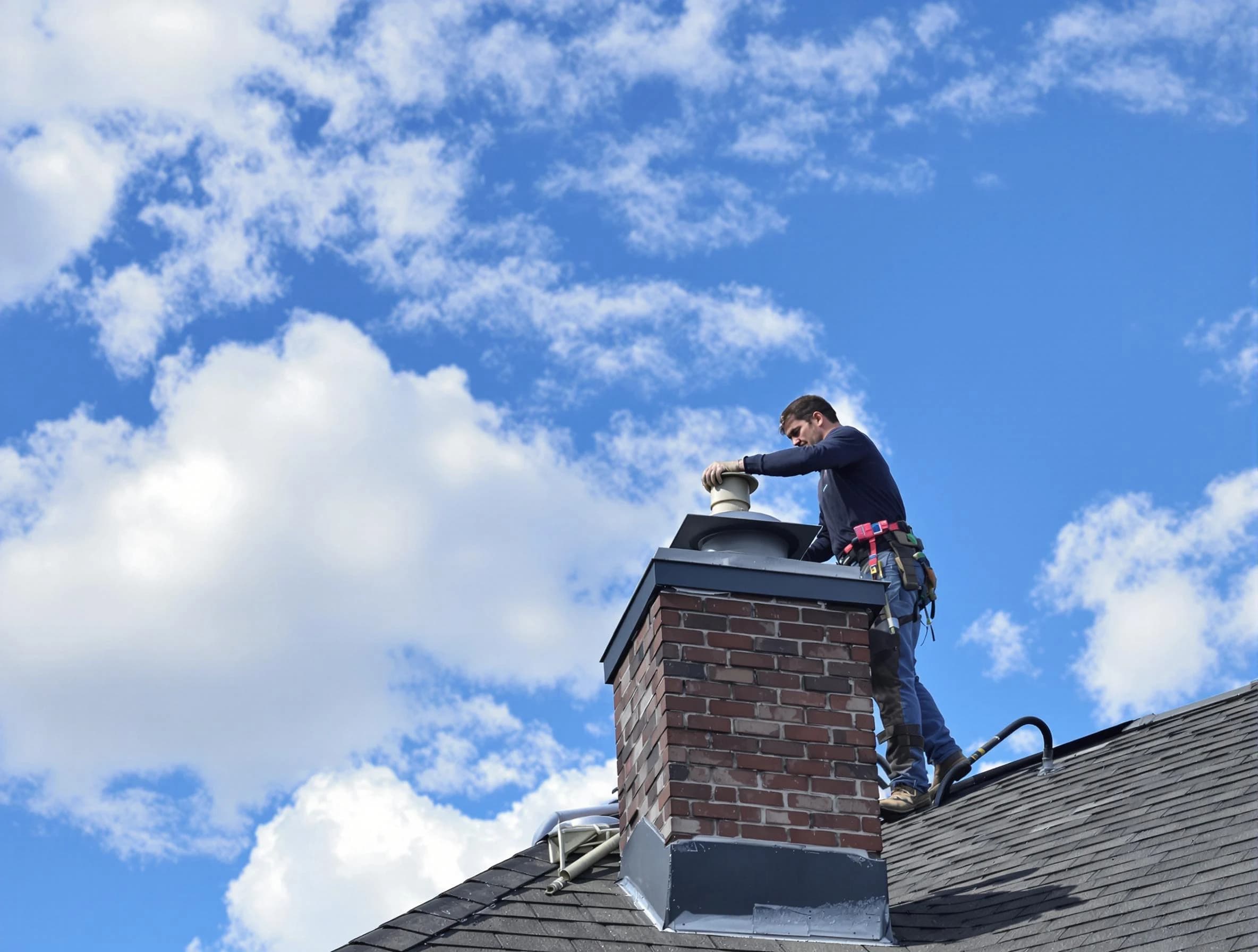 Apache Junction Chimney Sweep installing a sturdy chimney cap in Apache Junction, AZ