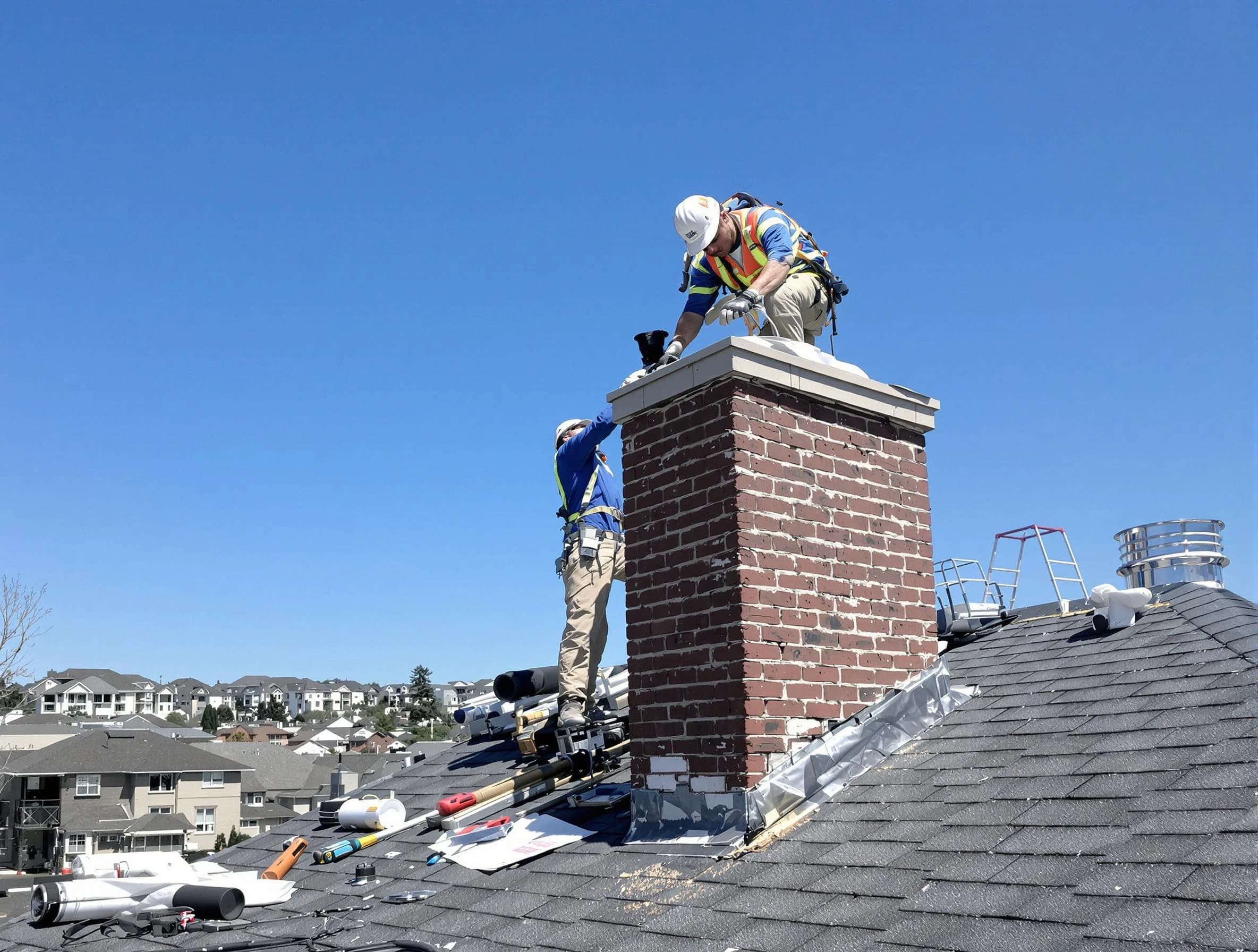 Apache Junction Chimney Sweep repairing a chimney crown in Apache Junction, AZ