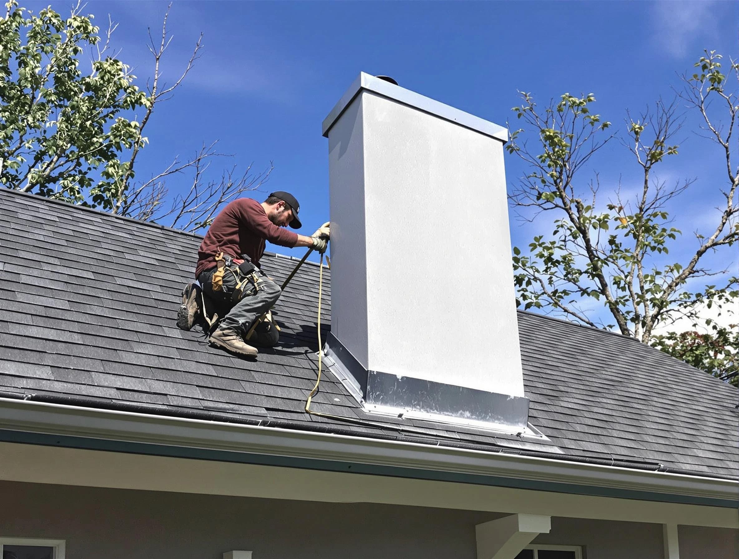 Apache Junction Chimney Sweep team member finishing chimney construction in Apache Junction, AZ