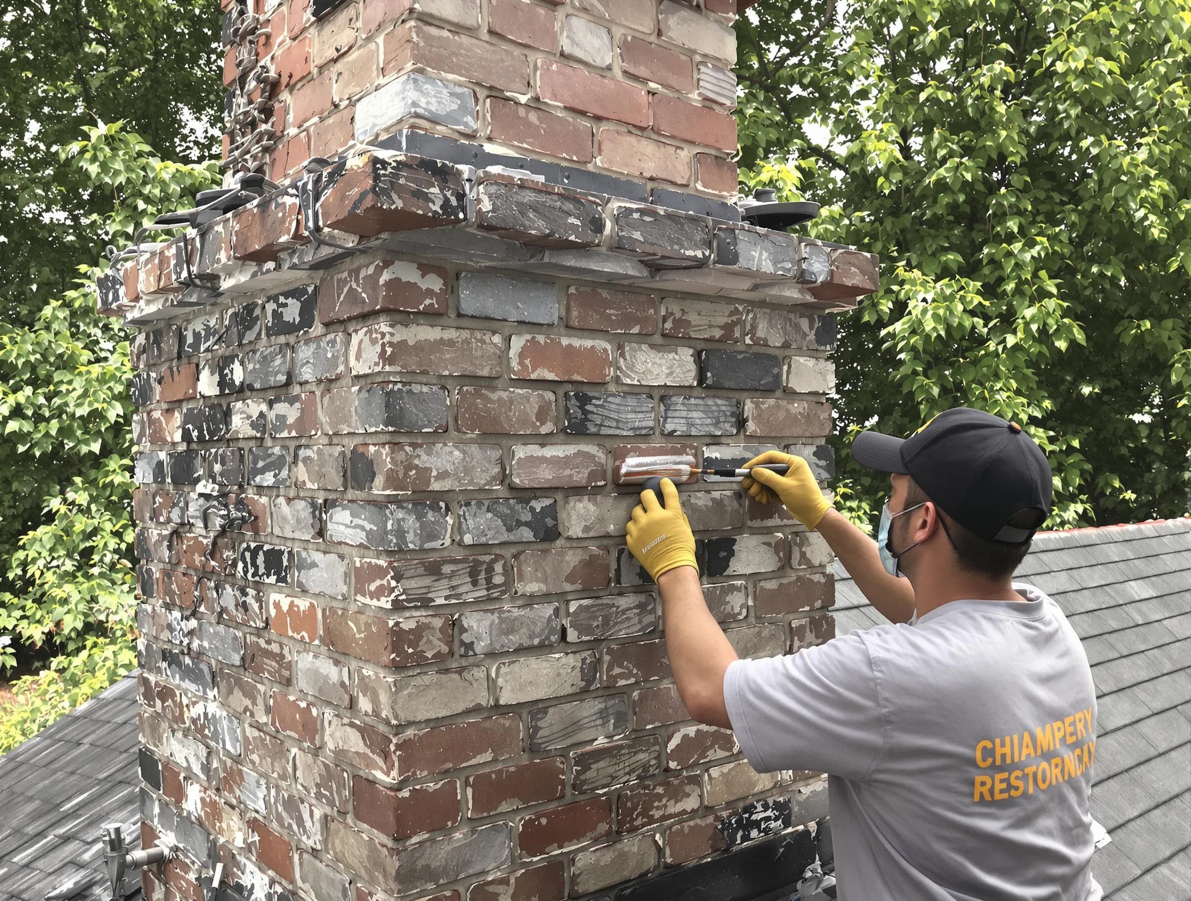 In-progress chimney restoration by Apache Junction Chimney Sweep in Apache Junction, AZ