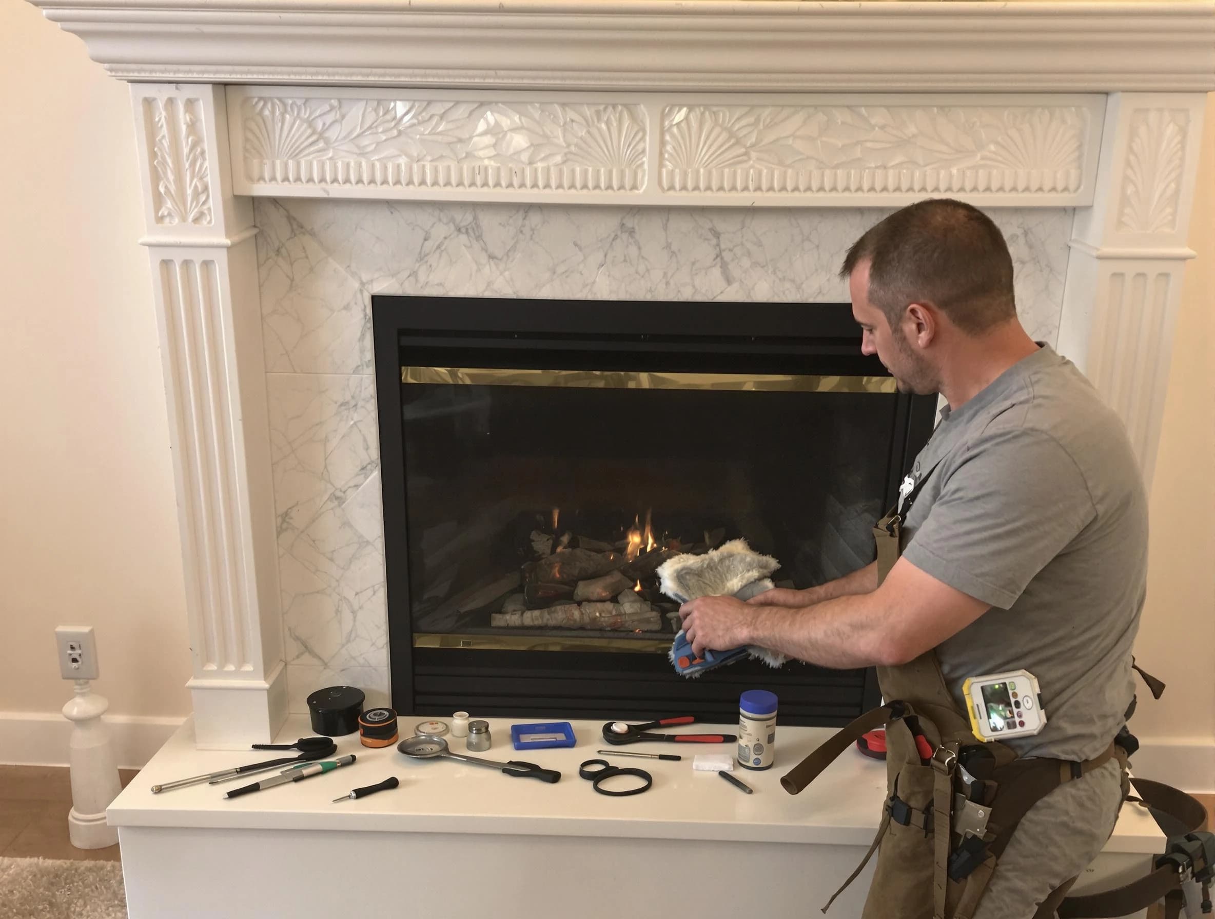 Apache Junction Chimney Sweep performing fireplace maintenance in Apache Junction, AZ