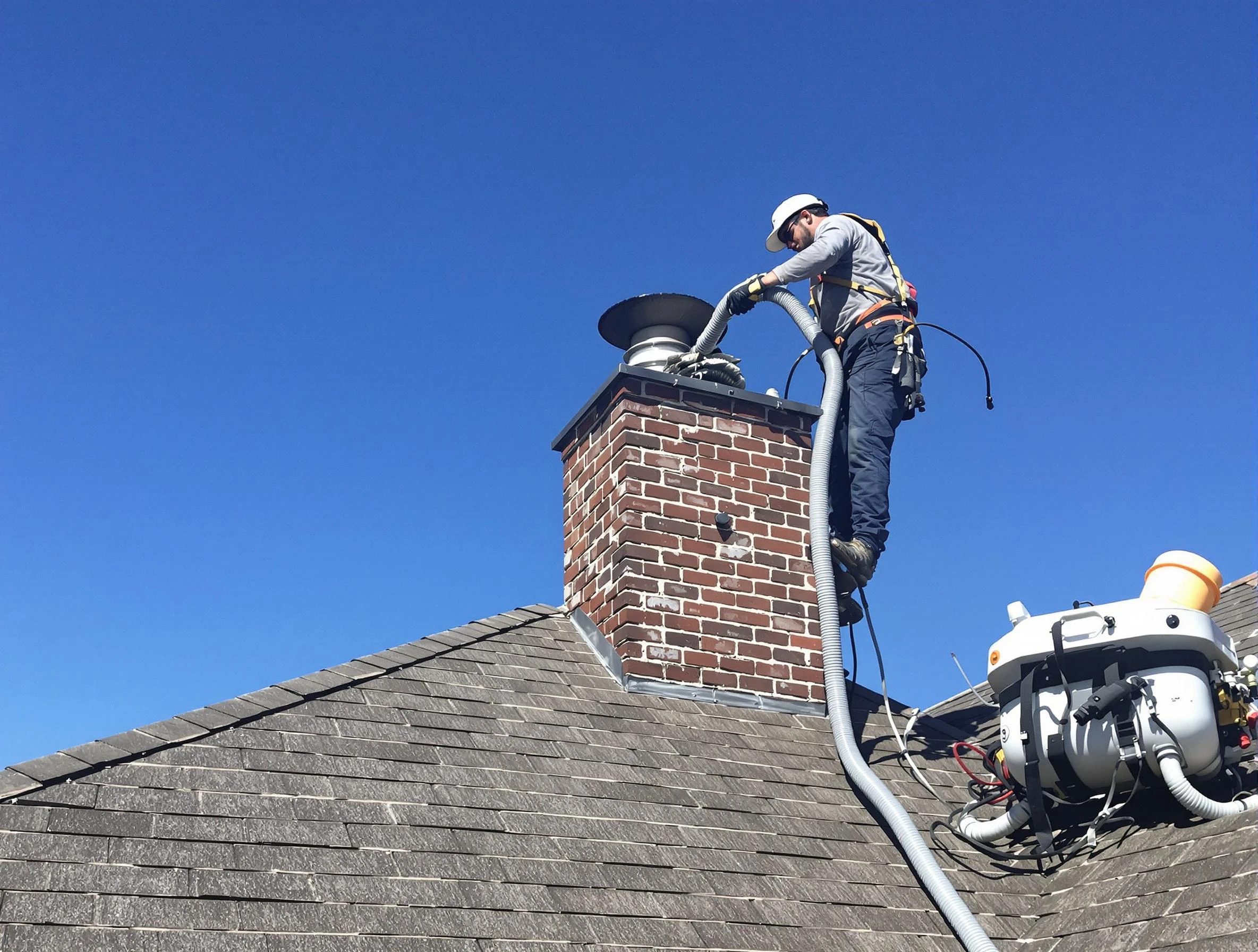 Dedicated Apache Junction Chimney Sweep team member cleaning a chimney in Apache Junction, AZ